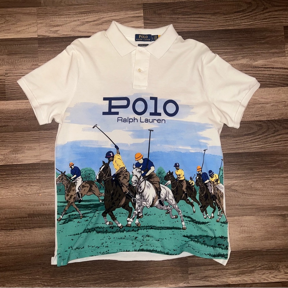 Ralph Lauren White Polo Shirt with Equestrian Design